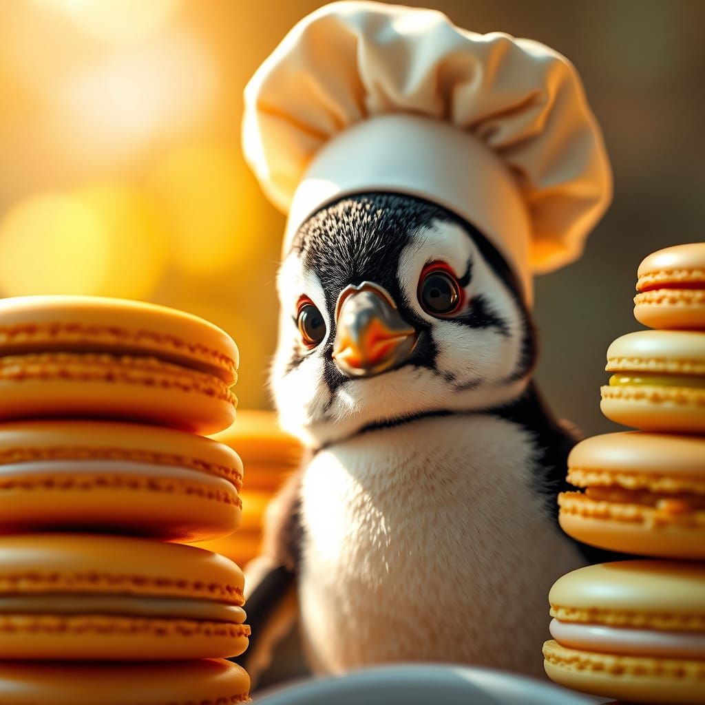 Adorable Penguin Chef in Dappled Sunlight