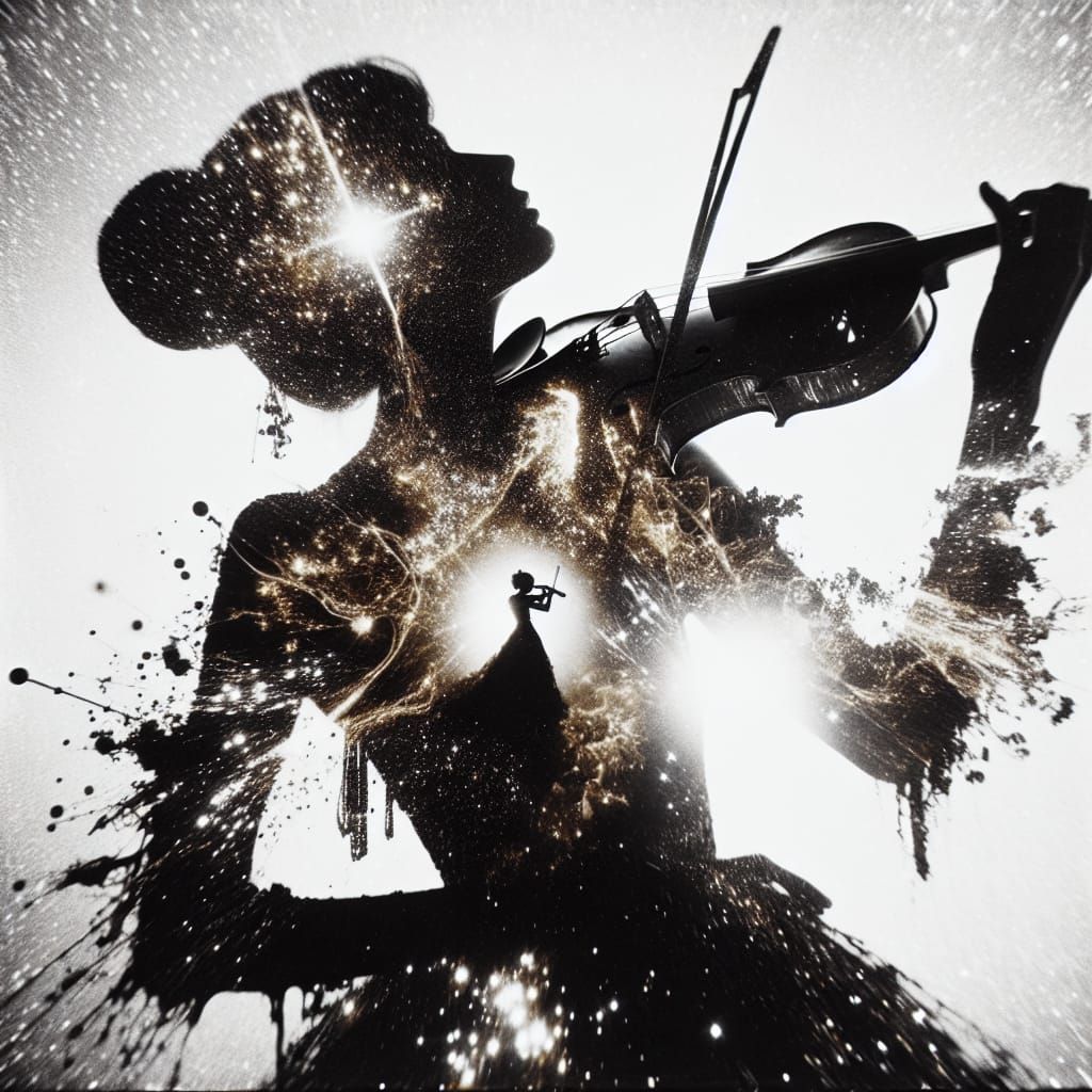 Noir Noir Woman Plays Violin with Seasons