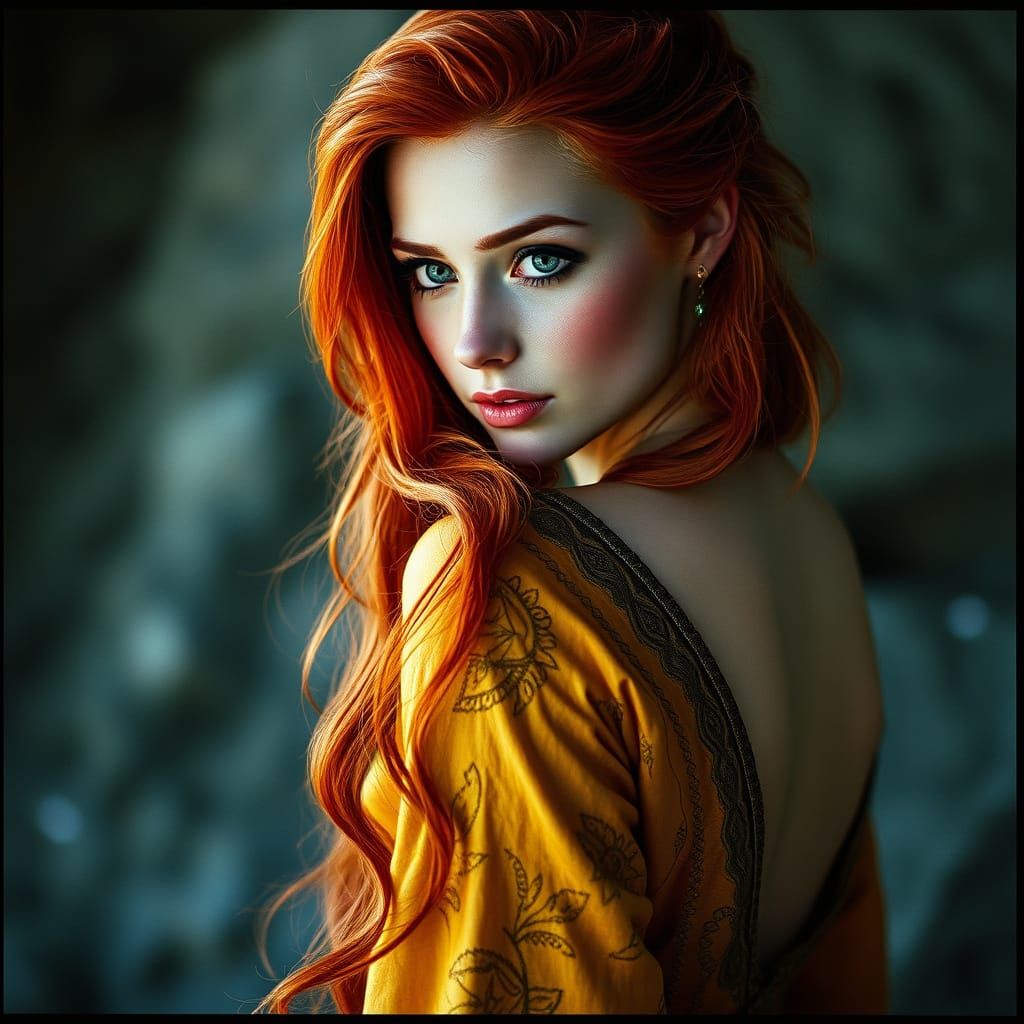 Ethereal Norse Goddess in Golden Splendor