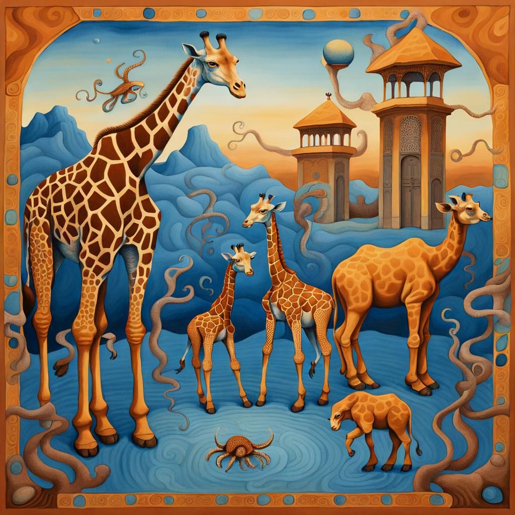 Surreal Ritual Scene with Chimera, Cell Shading Style