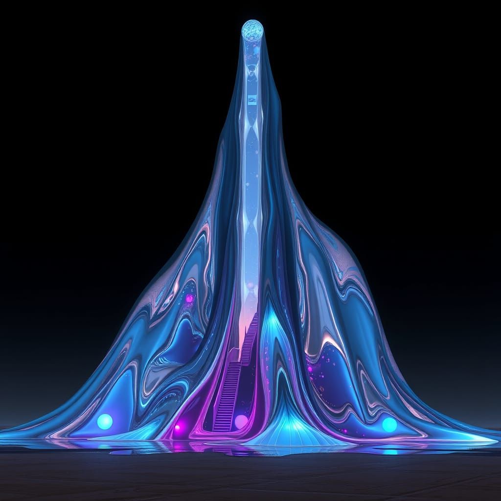 Liquid Tower in Wasteland, Surreal Reflections