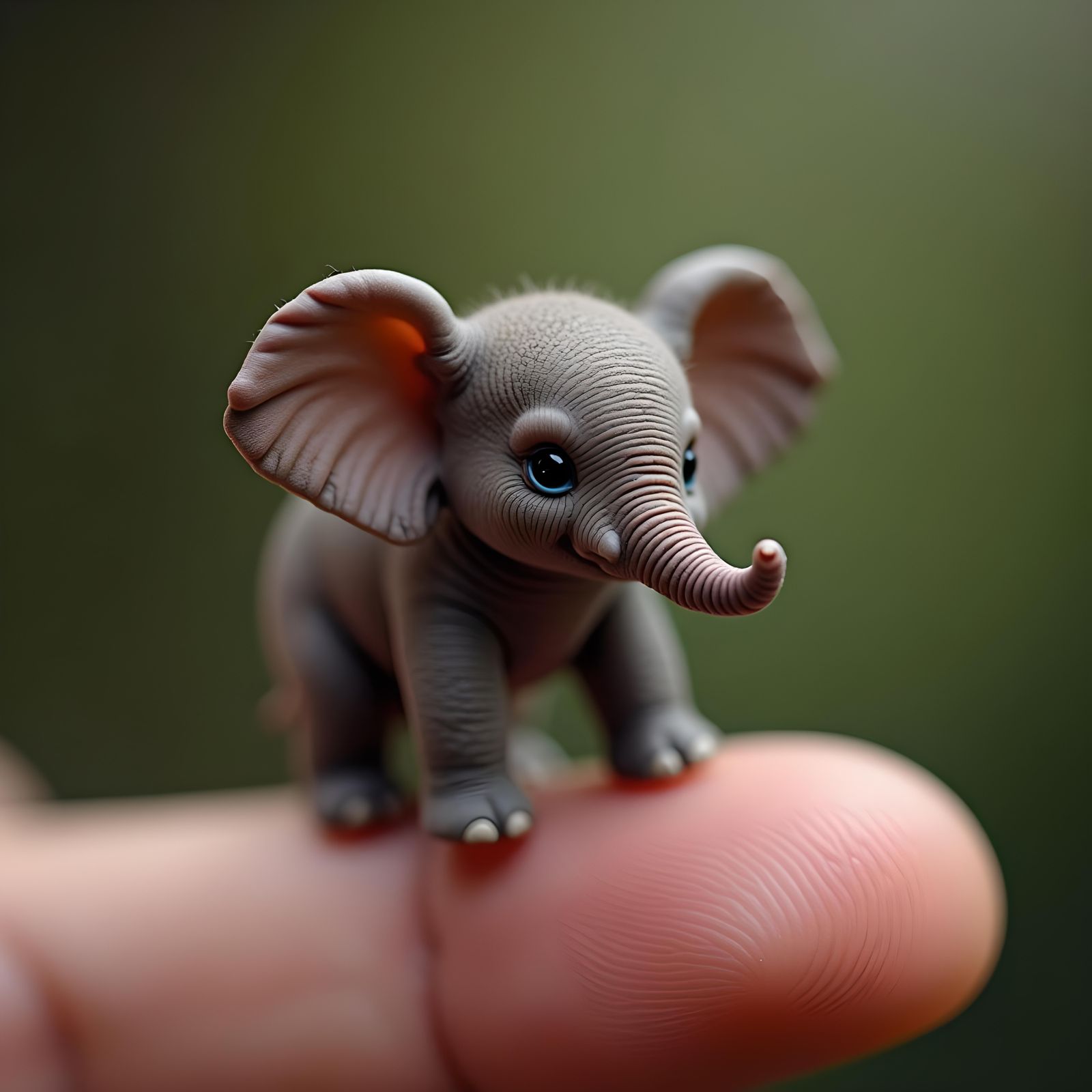 Miniature Elephant on a Thumb