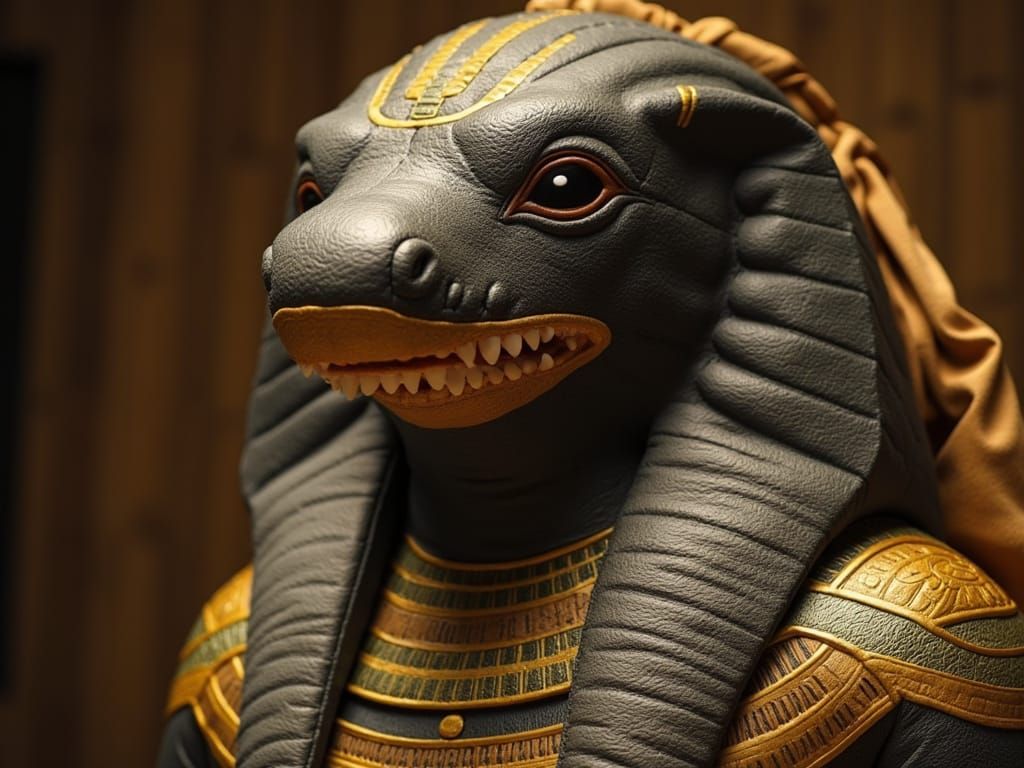 Hyperrealistic Egyptian Shark God in HDR