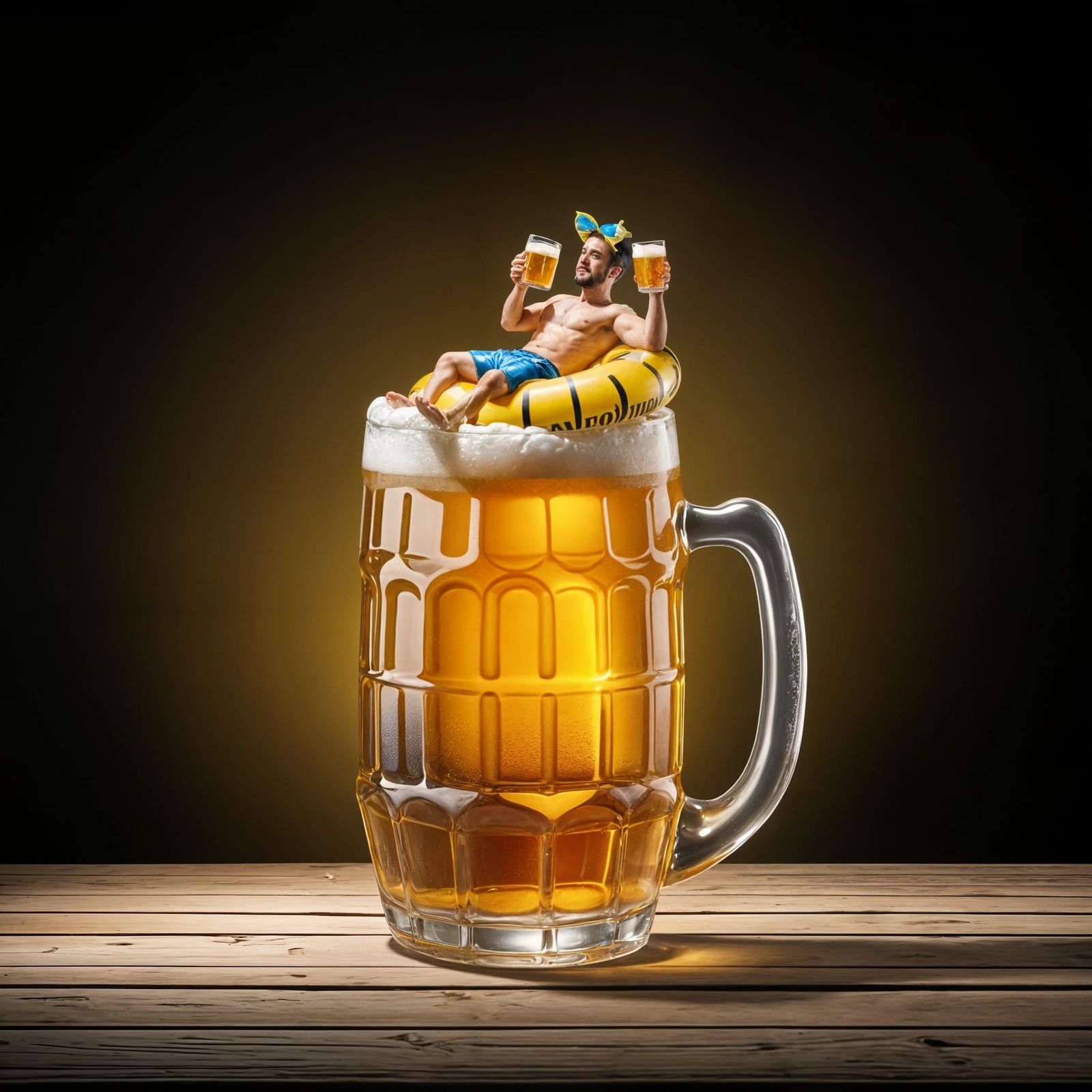 Tiny Man on Giant Beer Mug