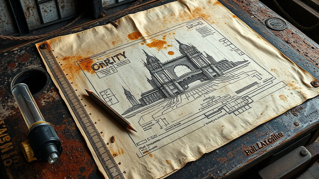 Futuristic City Sketch in Noir Industrial Style