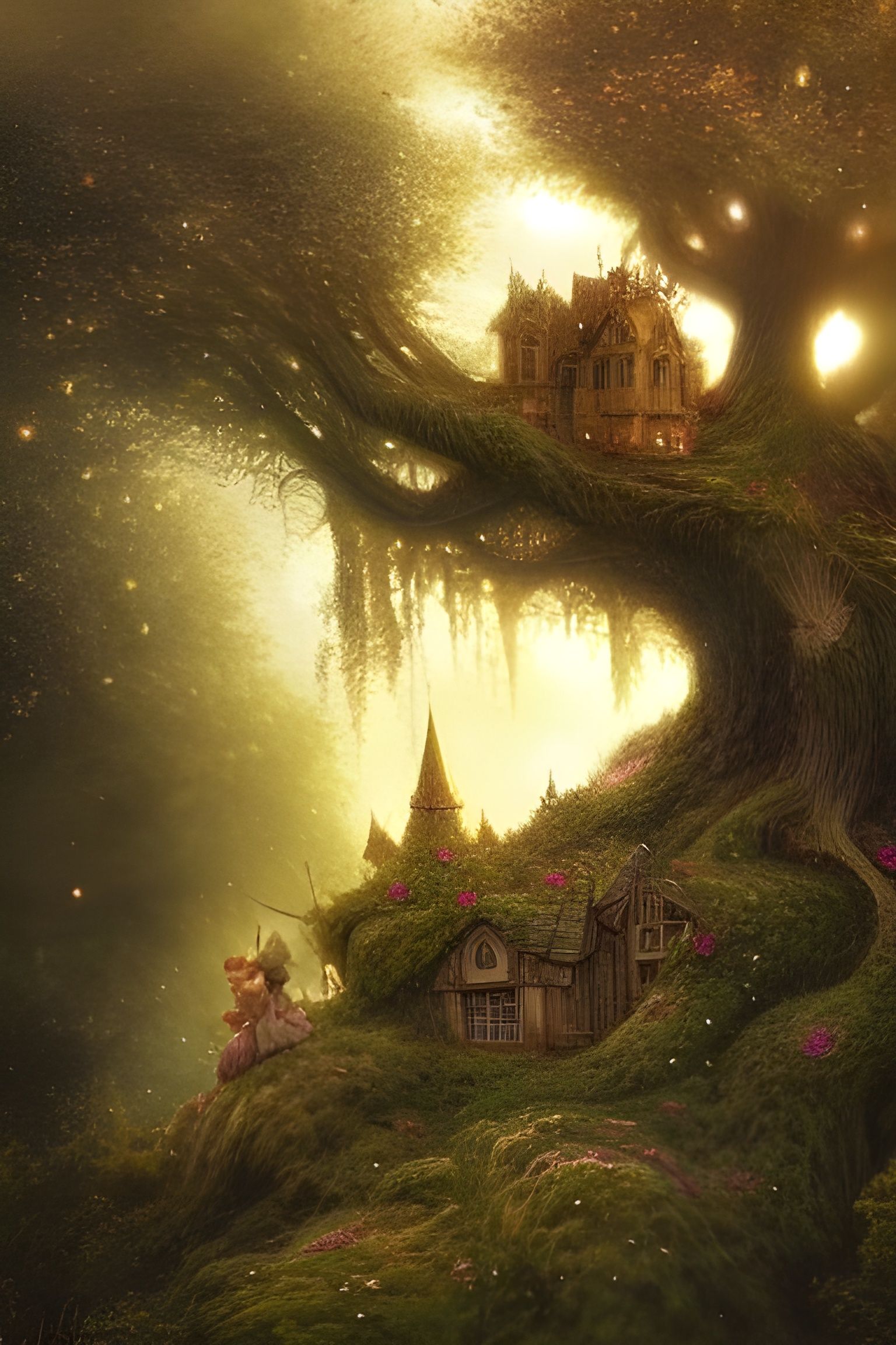 Huge fairy castle on top of a tree