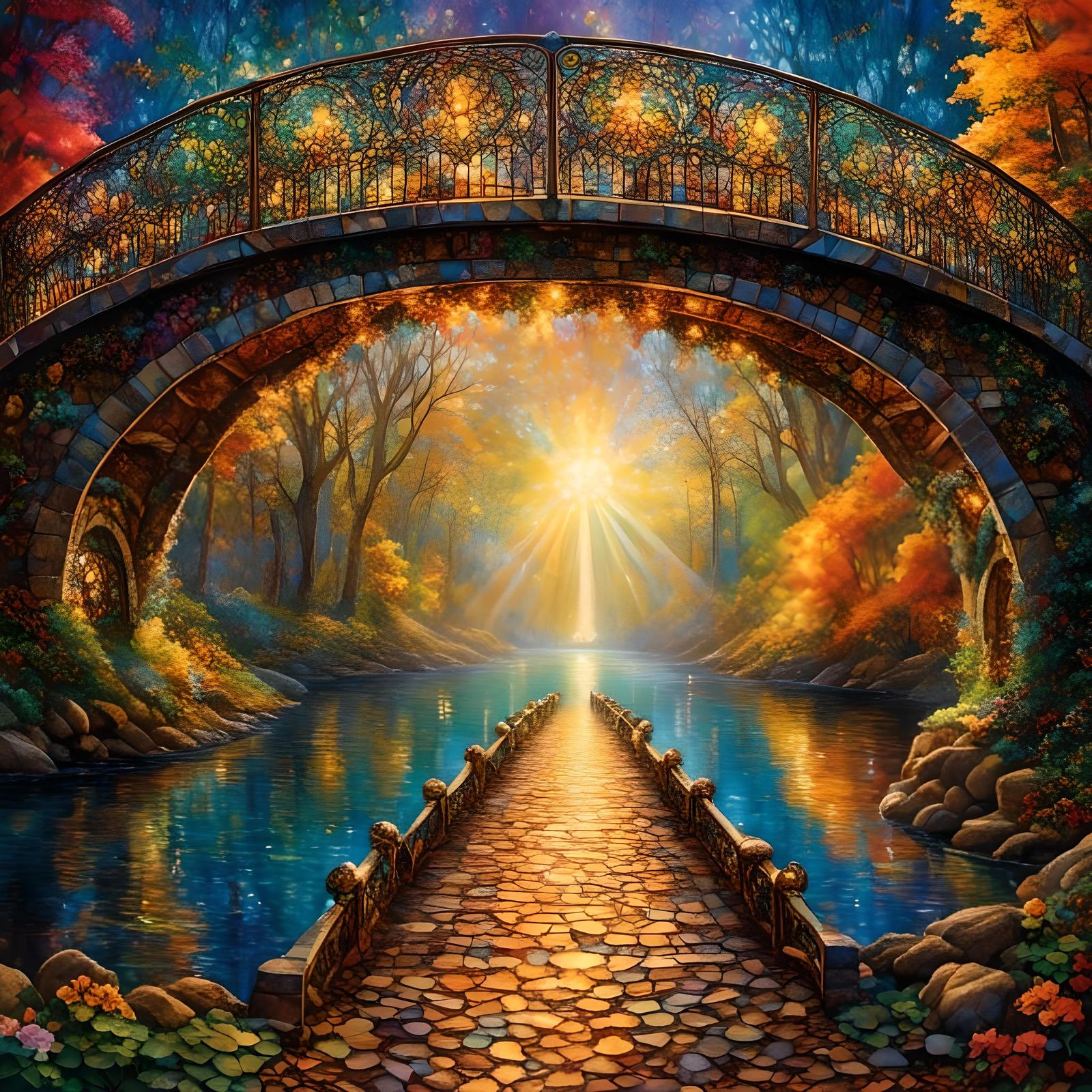Colorful Bridge: AI-Generated Vivid Image