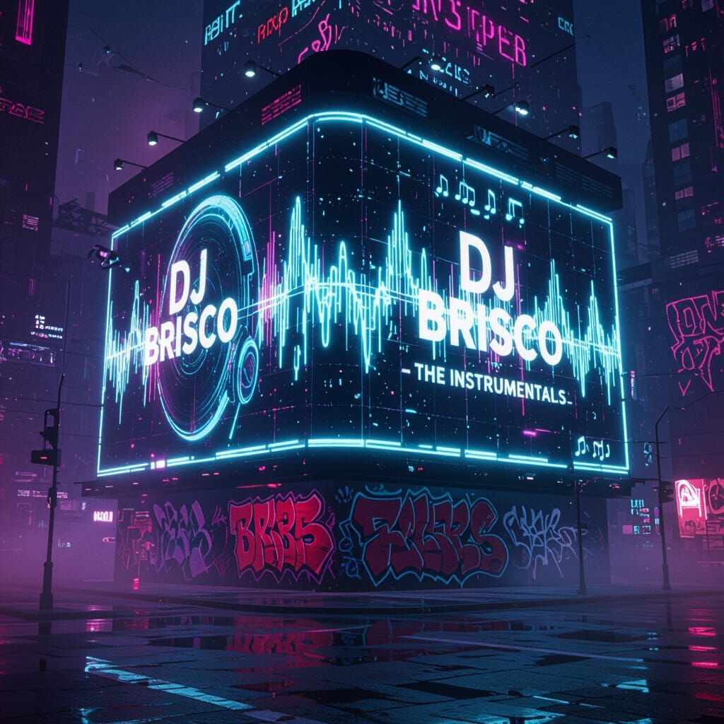 Futuristic Cityscape Ad for DJ Brisco Instrumentals