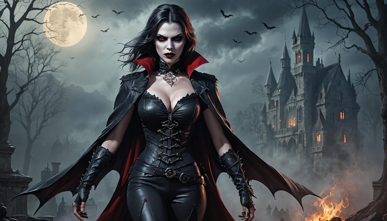 Striking Vampire Portrait with 3D Shading