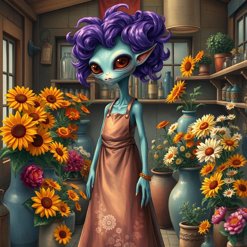 Alien Florist in a Whimsical Abstract Style