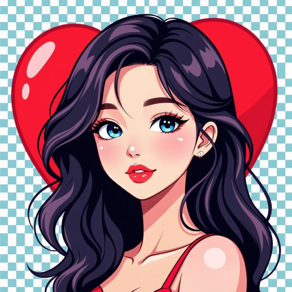 Flat Vector Red Heart in Anime Style