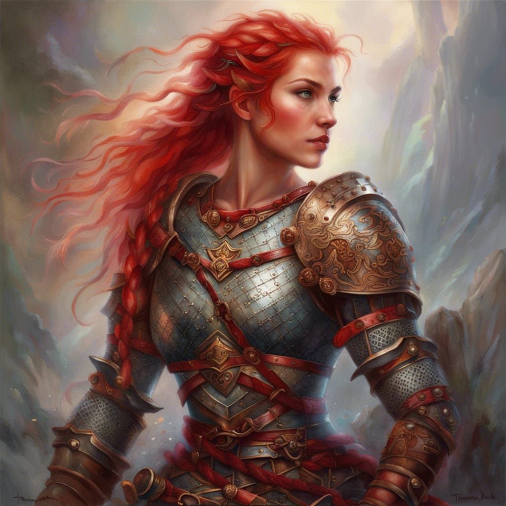 Ethereal Female Warrior in Hyperdetailed Fantasy Style