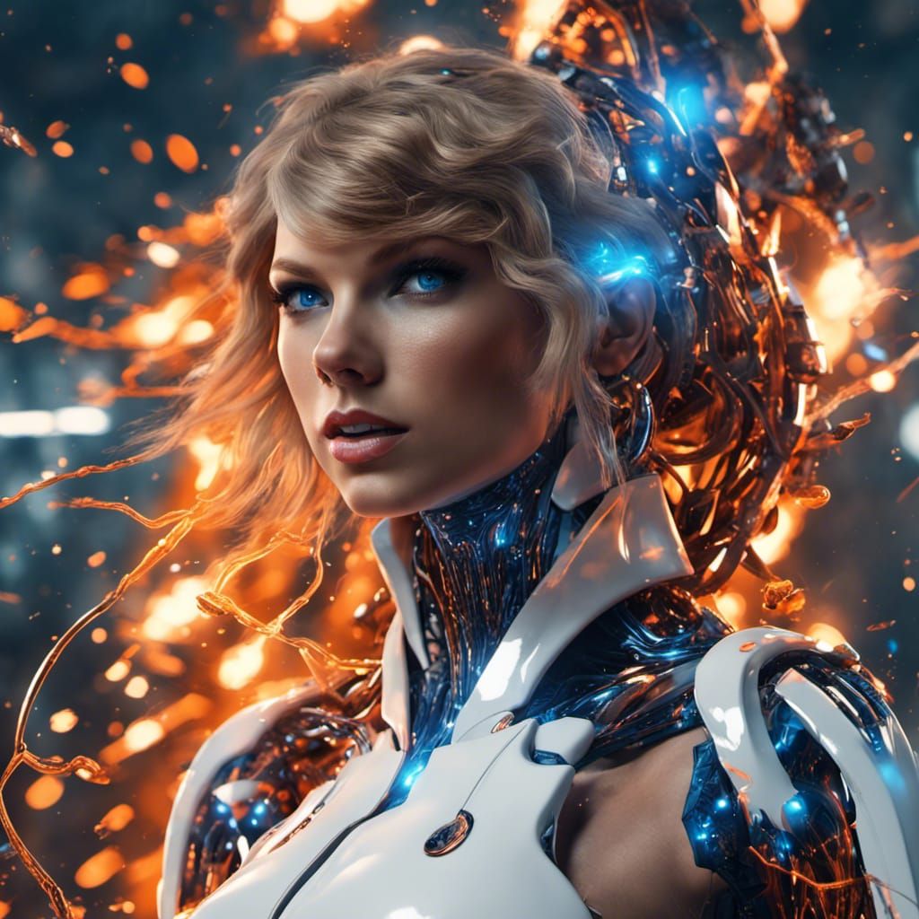 Taylor Swift as Cyborg in Fantasy Art Style