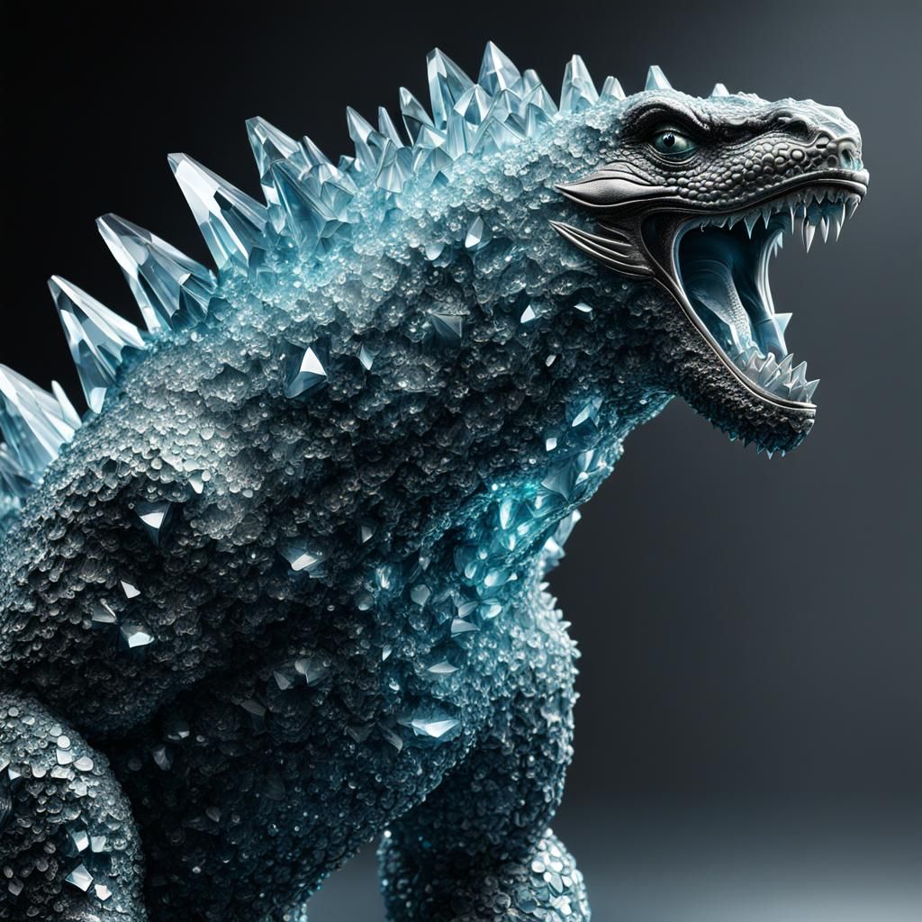 Acquamarine Godzilla with Crystalline Crest in 8k