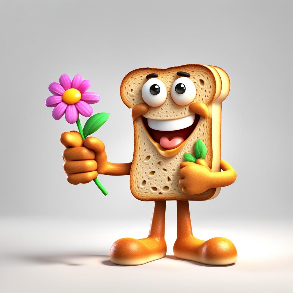 3d illustration of a toasted bread character