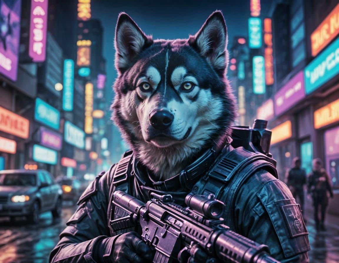 Cyberpunk Husky Soldier in Call of Duty Game