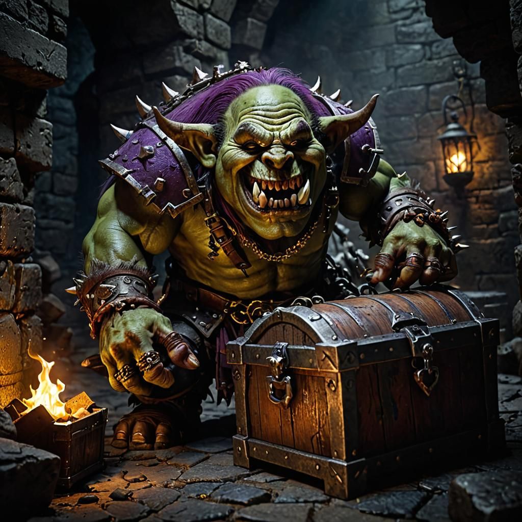 Warhammer Fantasy Ork Unveils Ancient Treasure in Dark Dunge...
