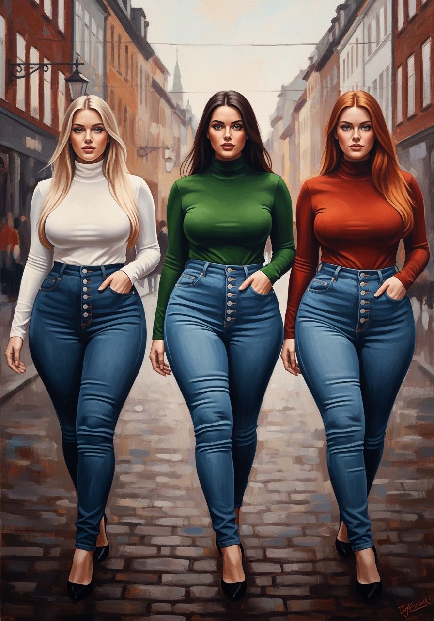 Copenhagen Women in Oil Painting Style