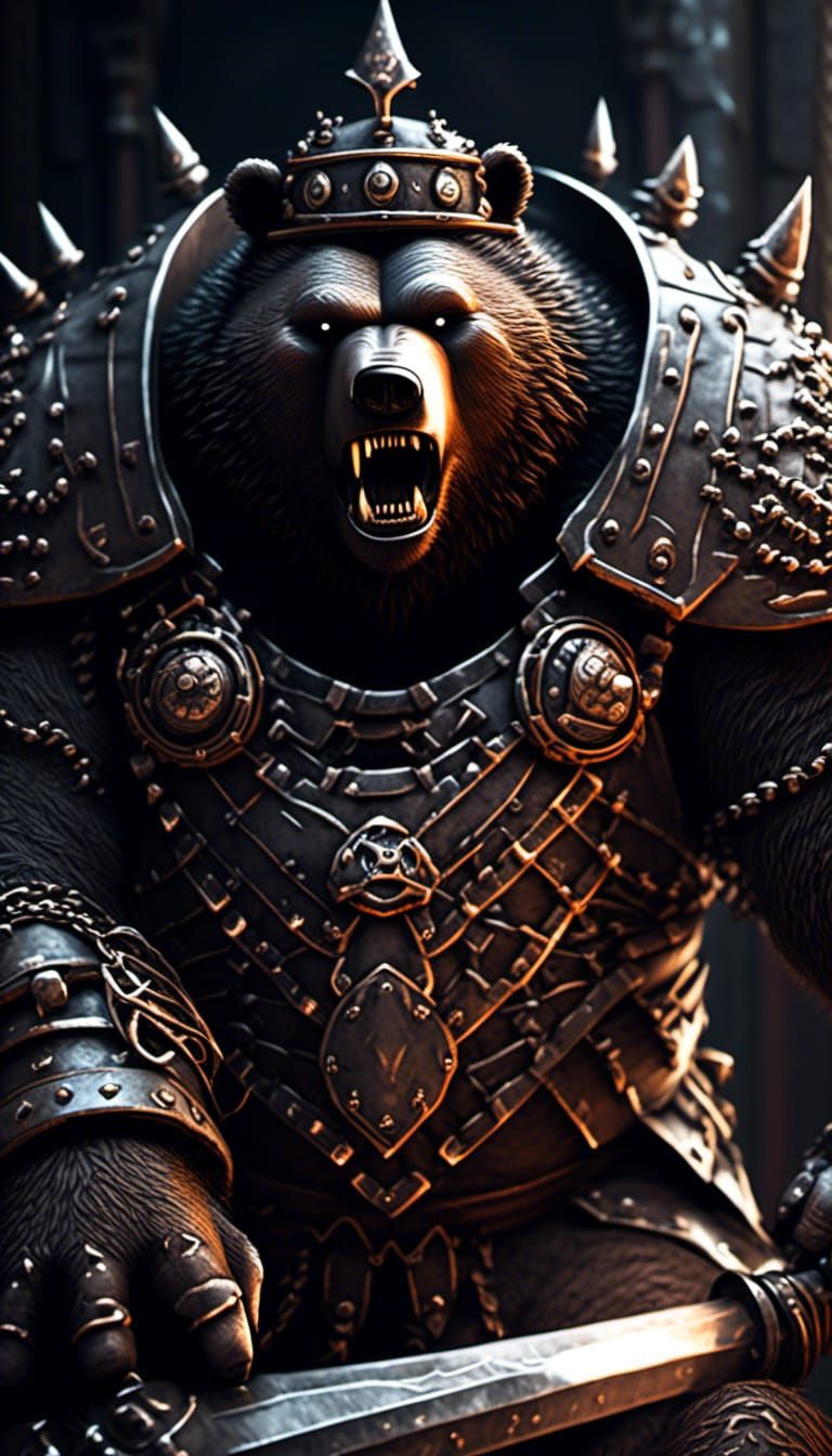 Grizzly Barbarian with Greatsword in Steampunk Armor