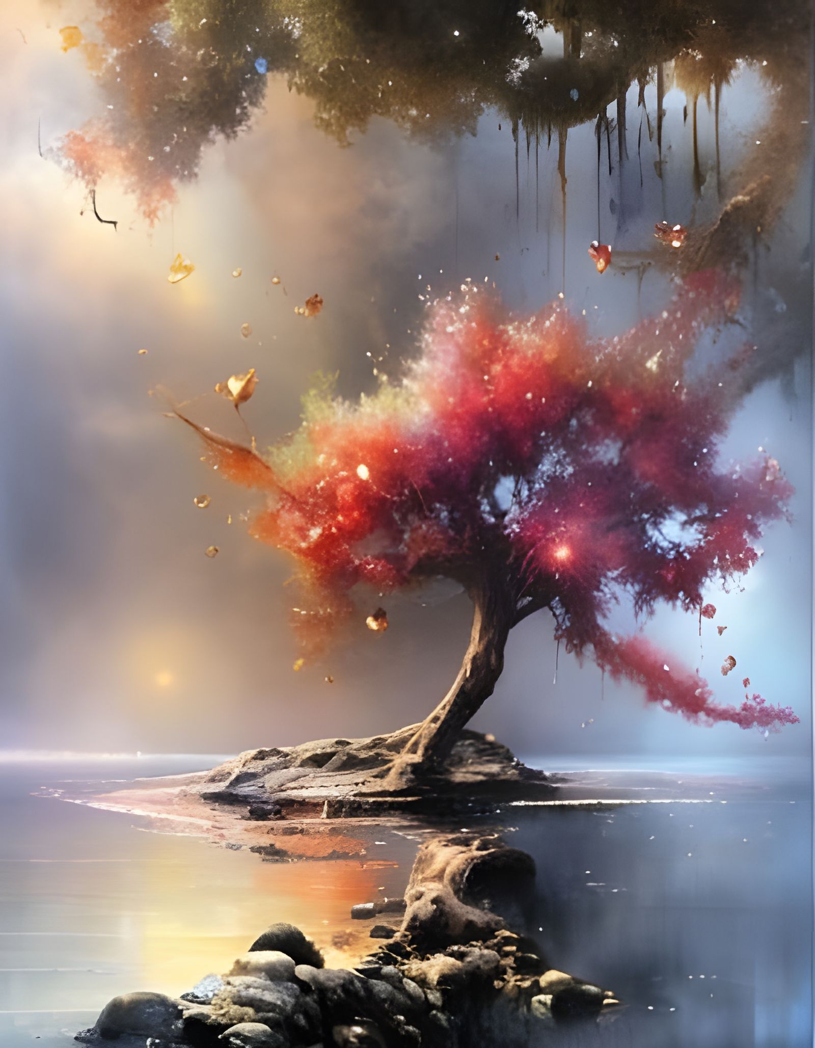 Golden Tree of Life: Surreal Dreamscape