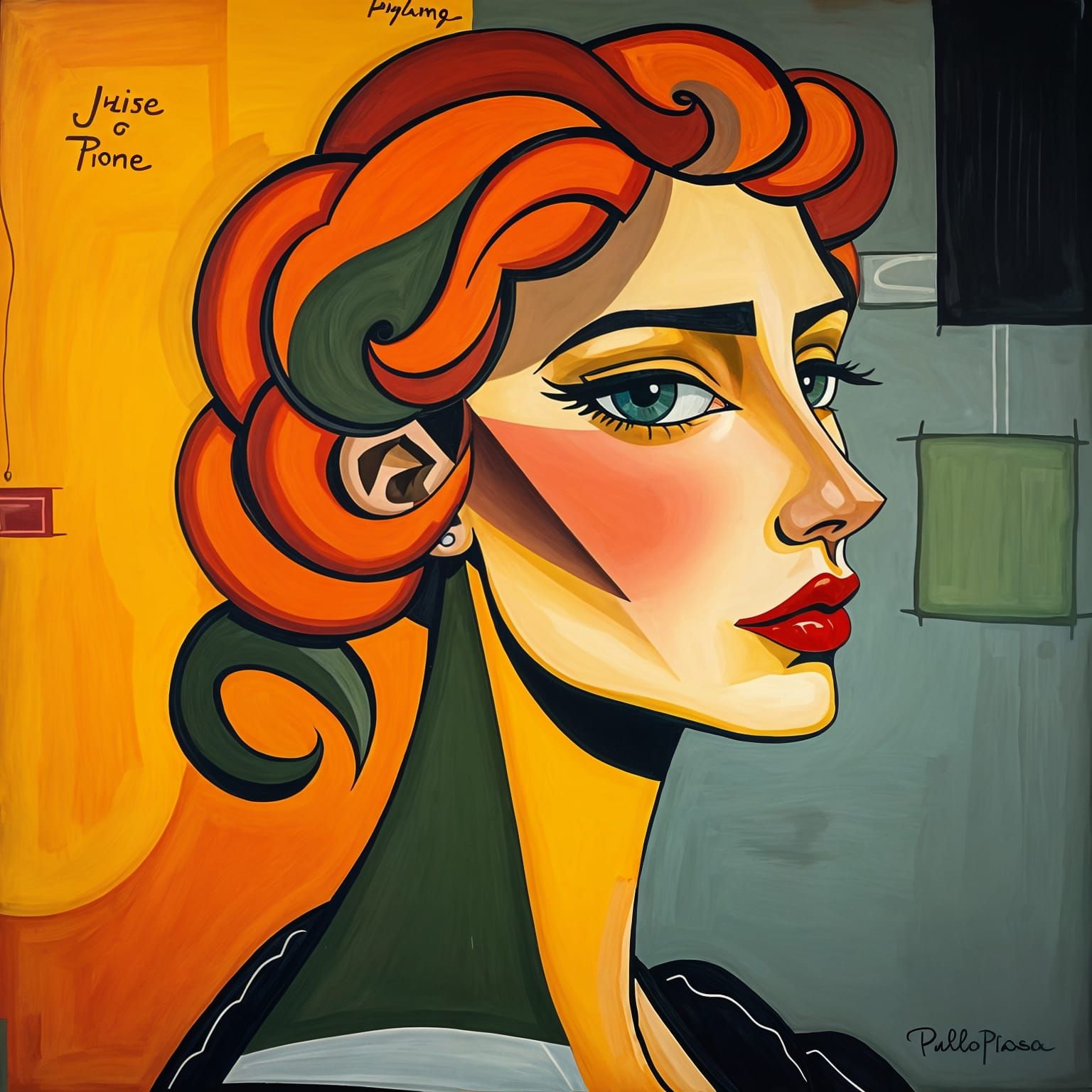 Elegant Woman in Cubist Art Style