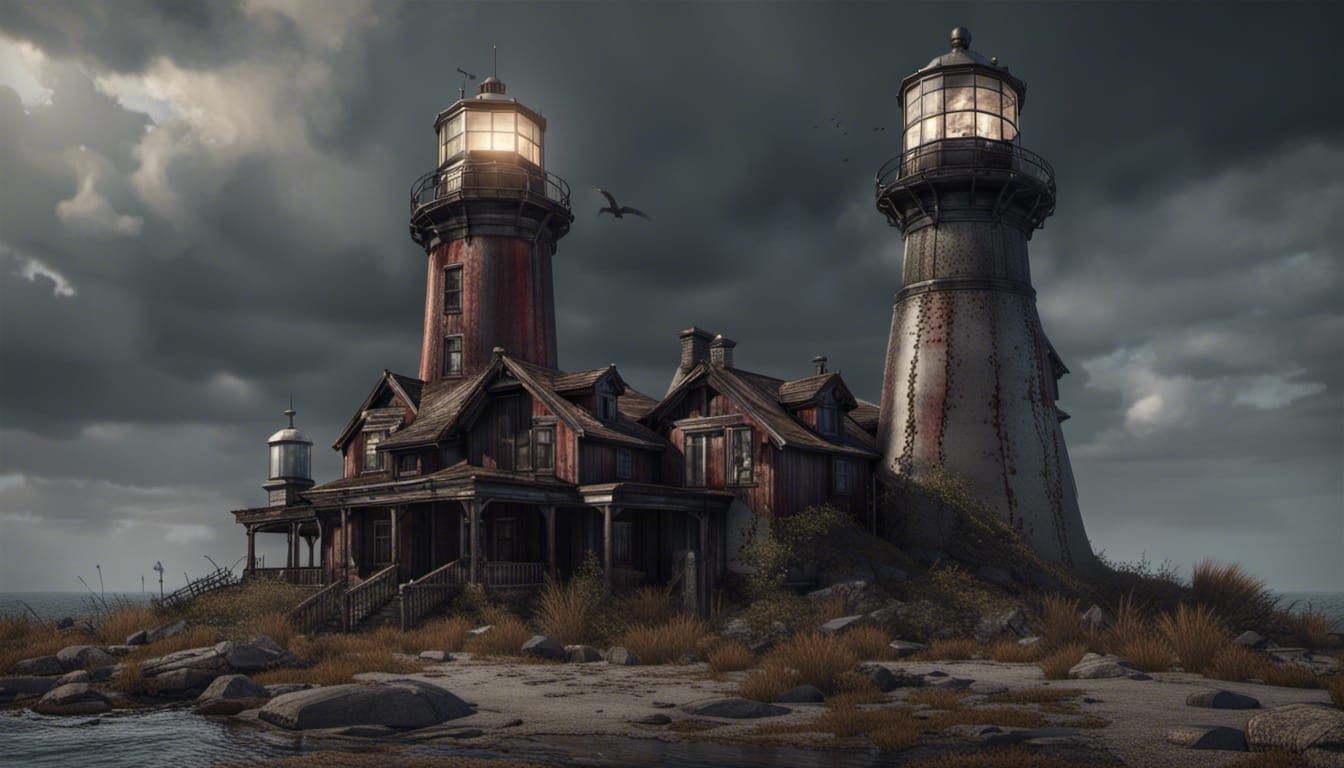 Dark Post-Apocalyptic Lighthouse in Hyper-Realistic Style