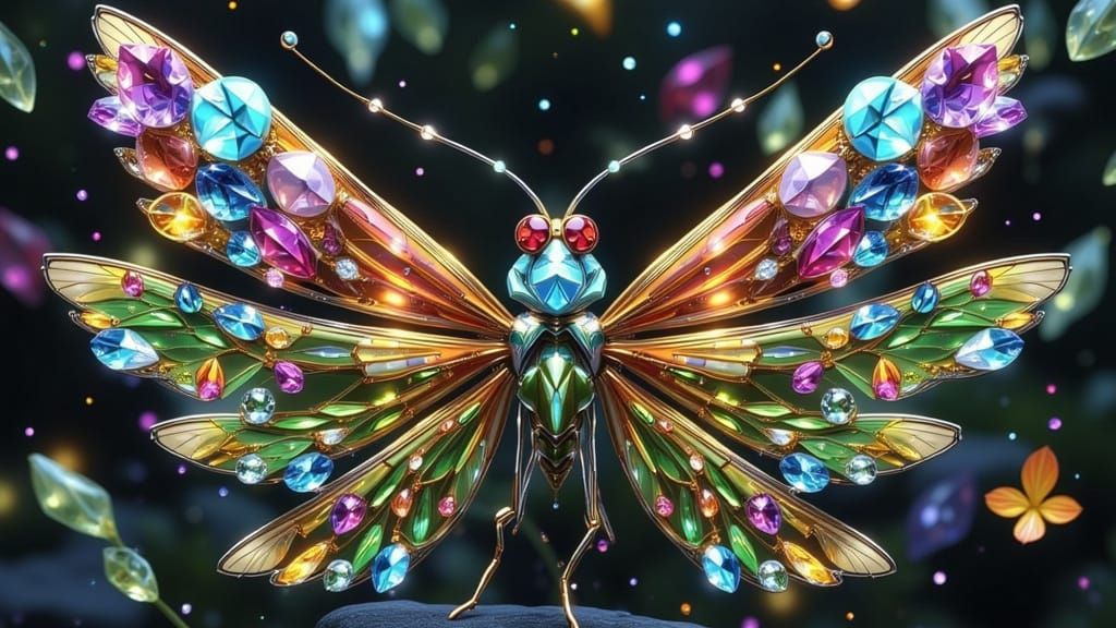 Jewel-Winged Praying Mantises in Fantasy Setting