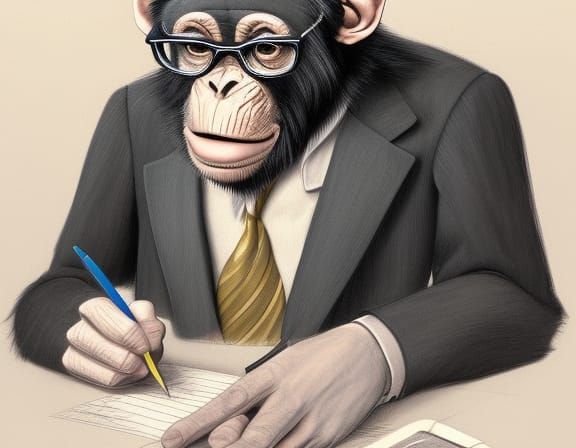 Chimpanzee Tax Accountant Concept Art Portrait