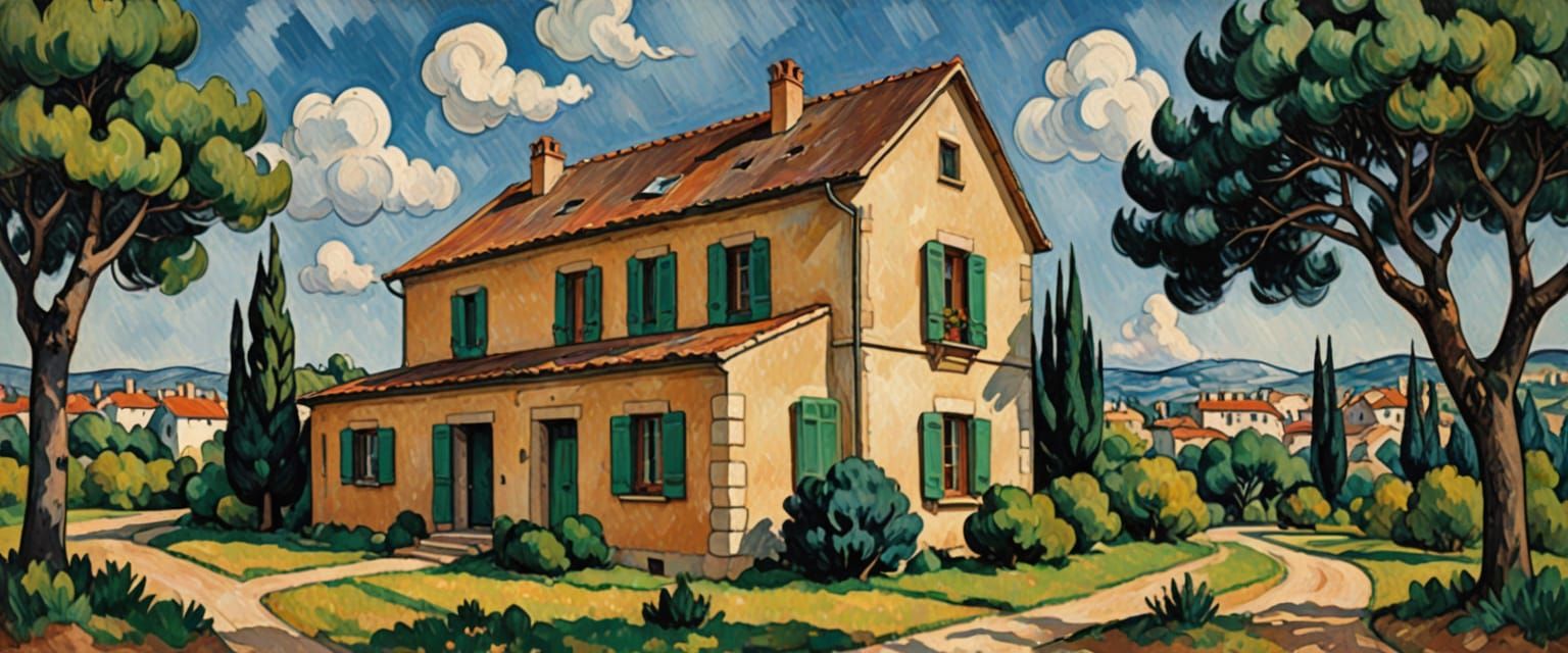 Cezanne Style House Landscape