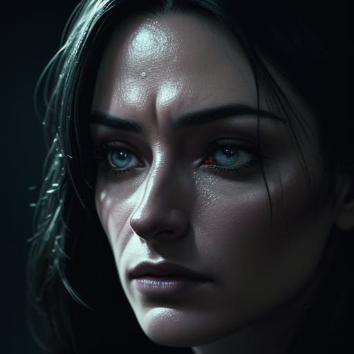 Woman Watches TV in Moody Cinematic Lighting