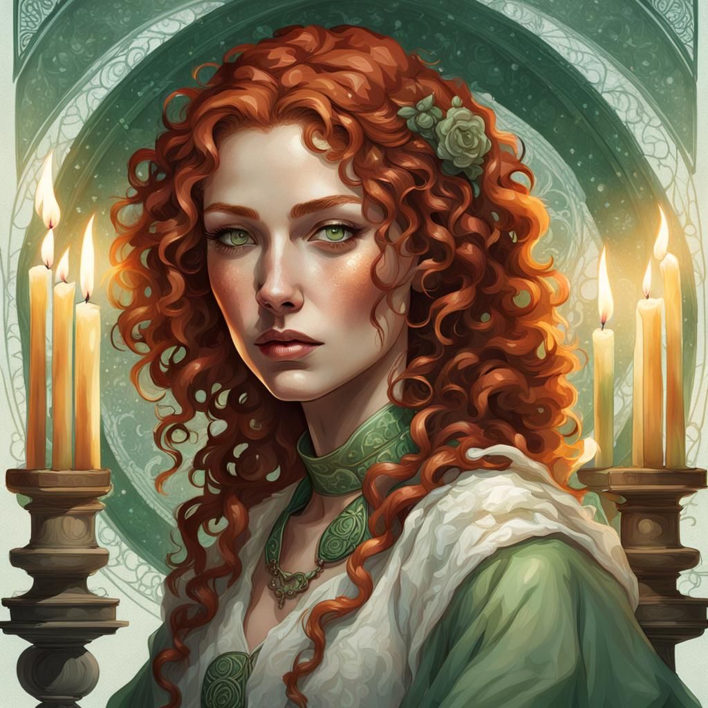 Red-Haired Alchemist Portrait in Pre-Raphaelite Style