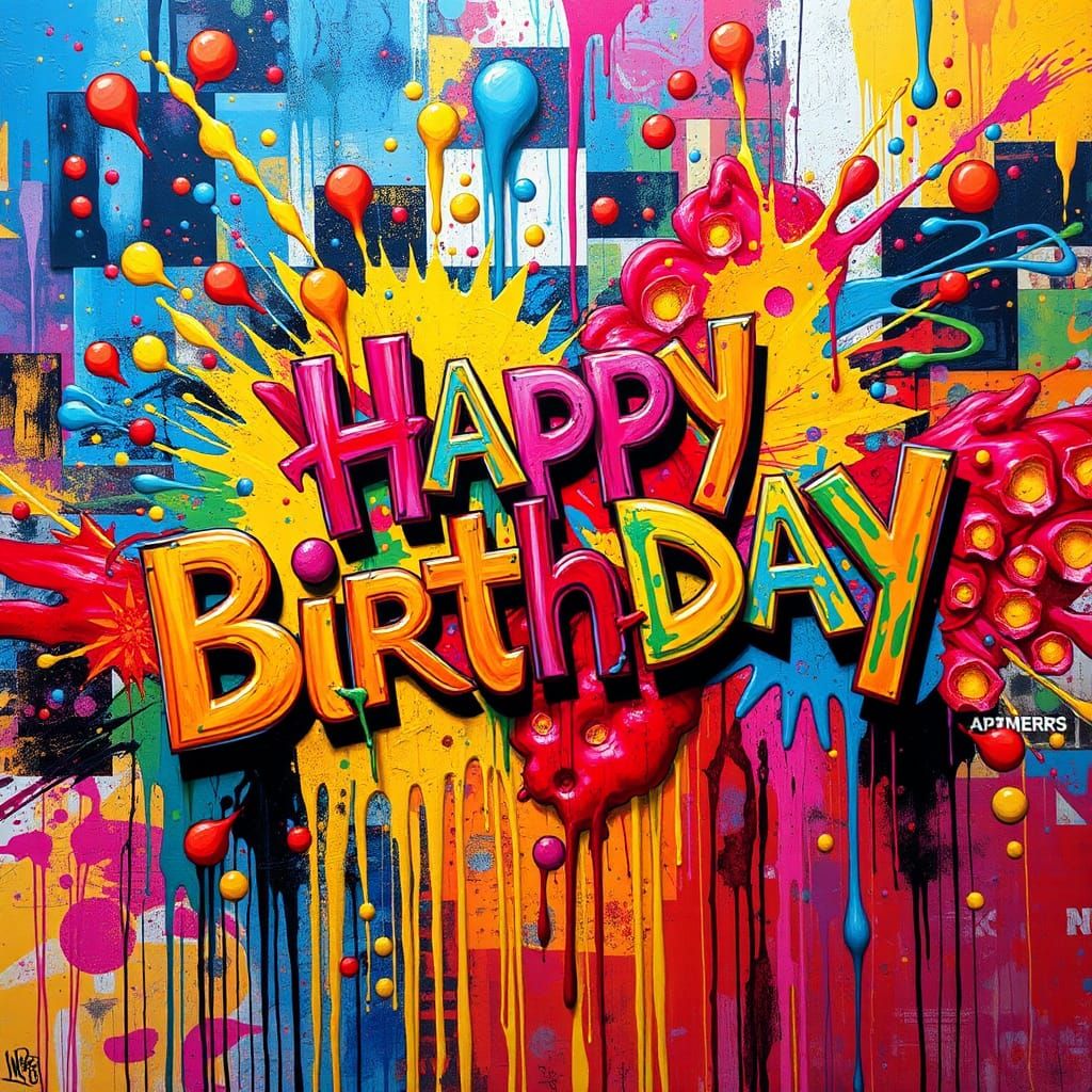 Polychromatic Graffiti Art in Street Art Style