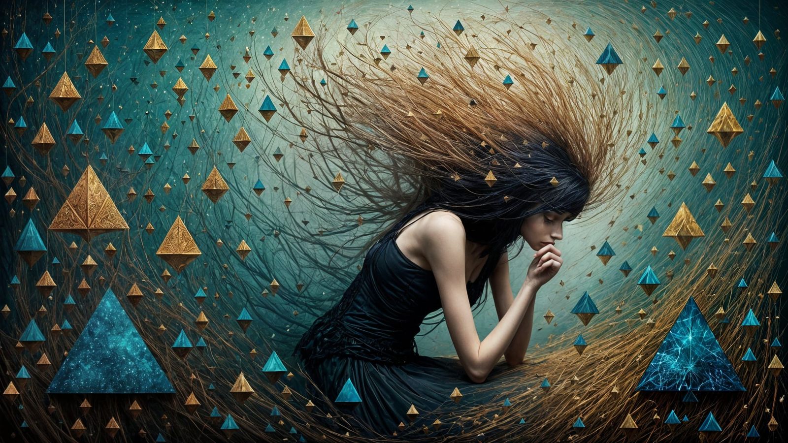 Ornamental Woman in Dreamcore Surreal Digital Portrait