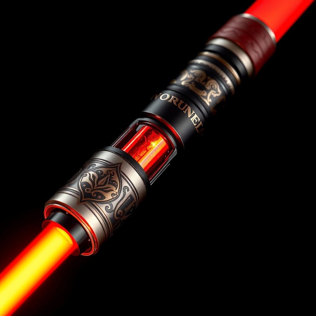 Crimson Lightsaber in Dark, Cinematic Style