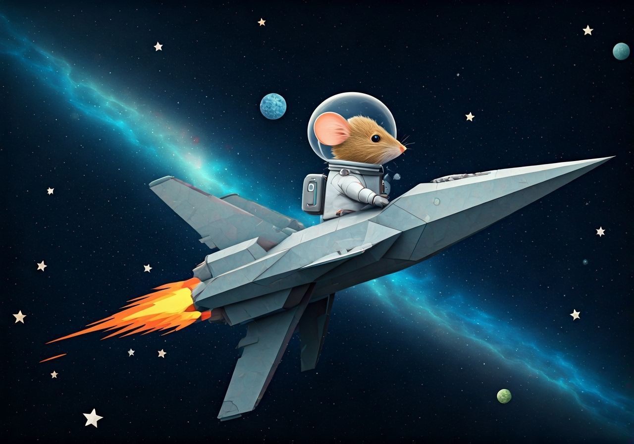 Astronaut Mice on Paper Spaceship Adventure