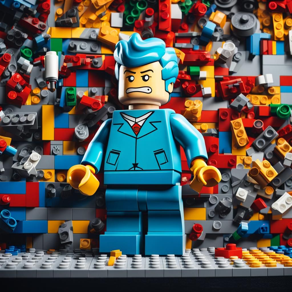 Hyperrealistic Lego Futurama Character Splash Art