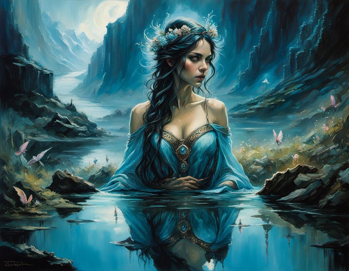 Bioluminescent Goddess in Dark Fantasy Style