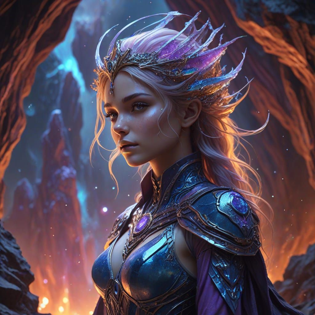 Cosmic Sorceress in Alien Cavern