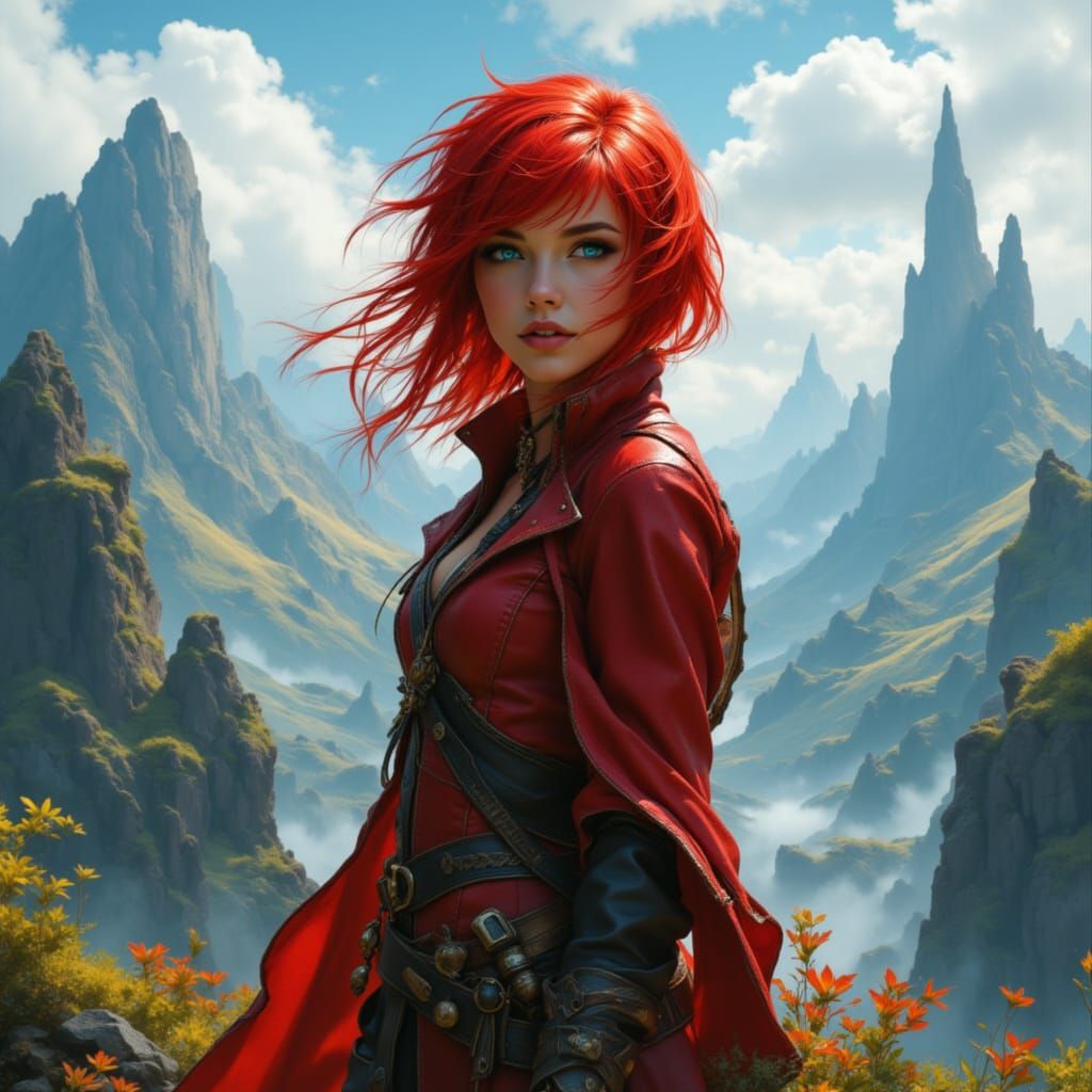 Young Adventurer in Fantasy Valley, Watercolor Style