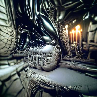 Surreal Alien Biomech Landscape in Giger Style