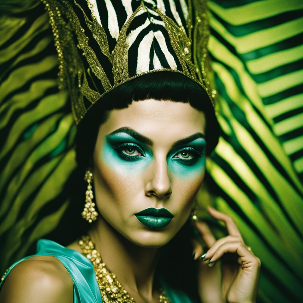 Exotic Disco Dancer in 1970s Kitsch Style