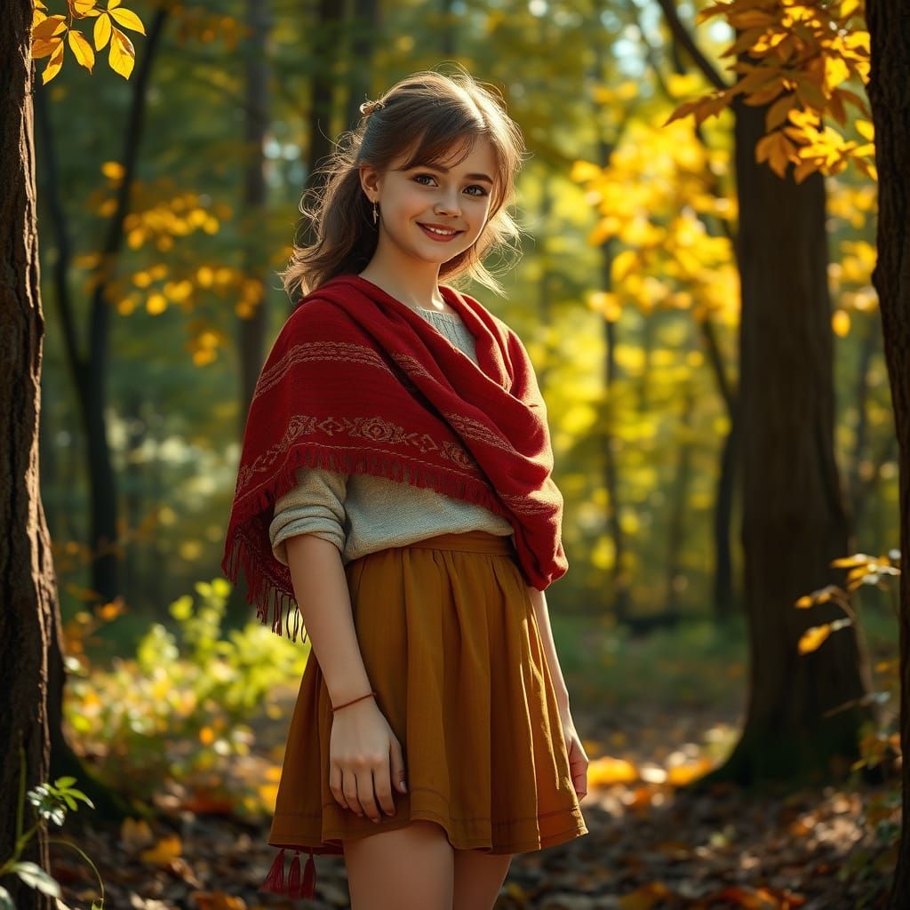 Surreal Autumn Beauty in a Whimsical Woodland Scene