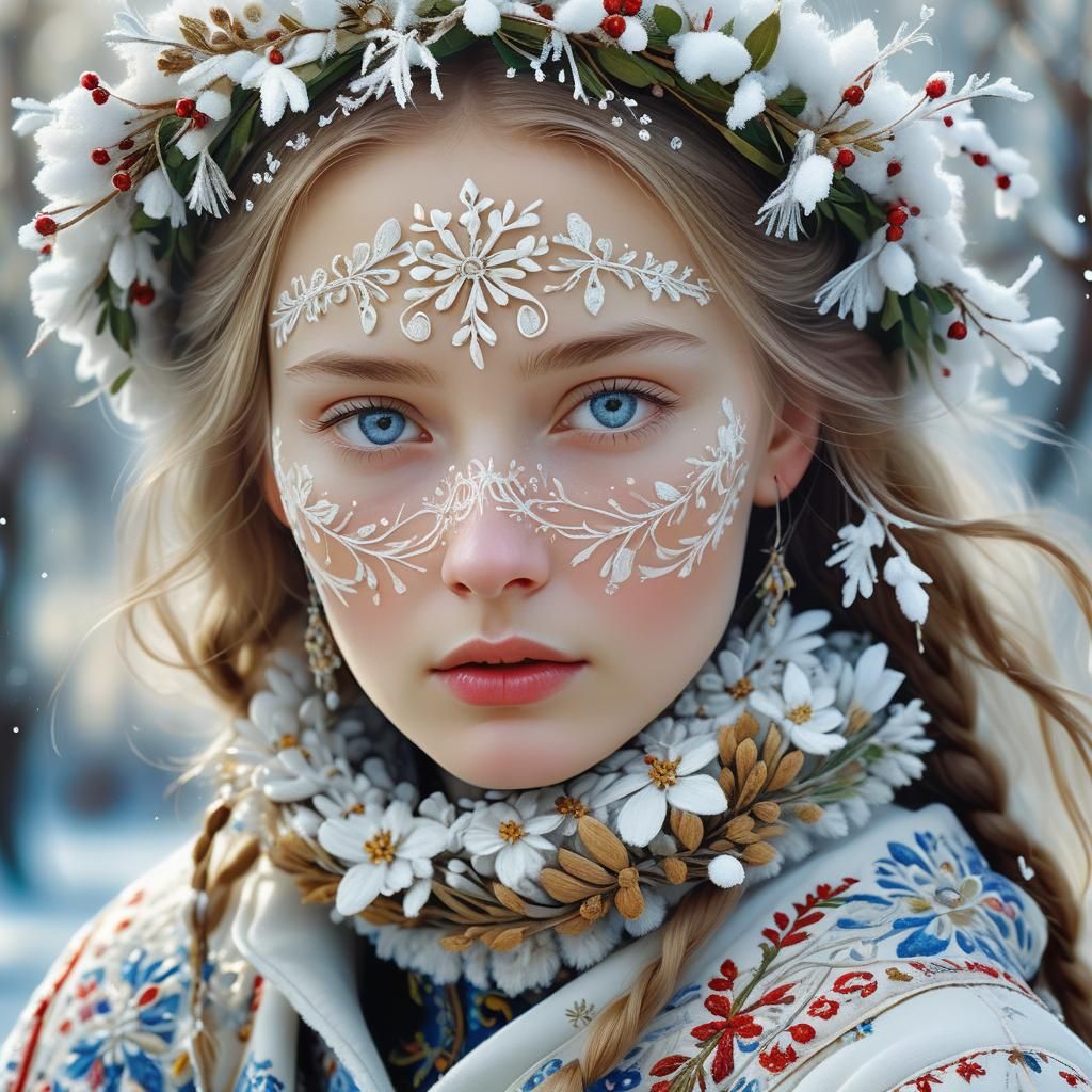Russian Model in Winter Wonderland, Surreal Digital Portrait