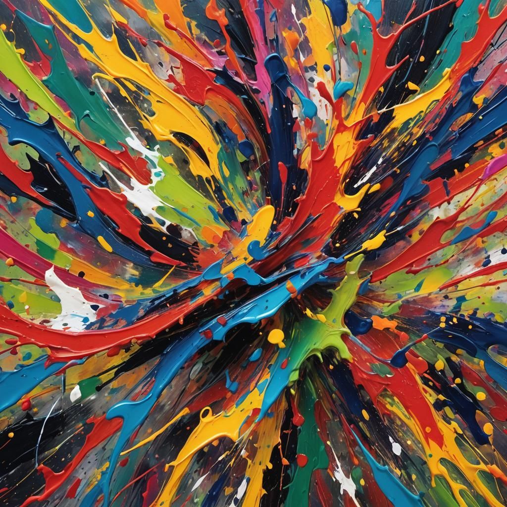 Dynamic Abstract Expressionism in Swirling Neon Hues