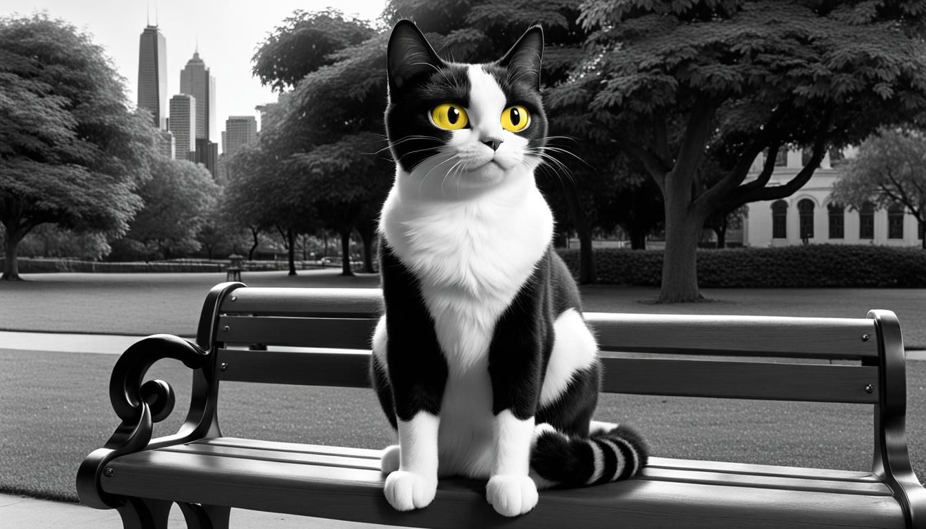 Cat in City Park at Dawn