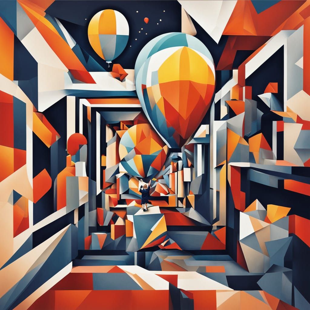 Surreal Cubist Landscape of Overlapping Geometries