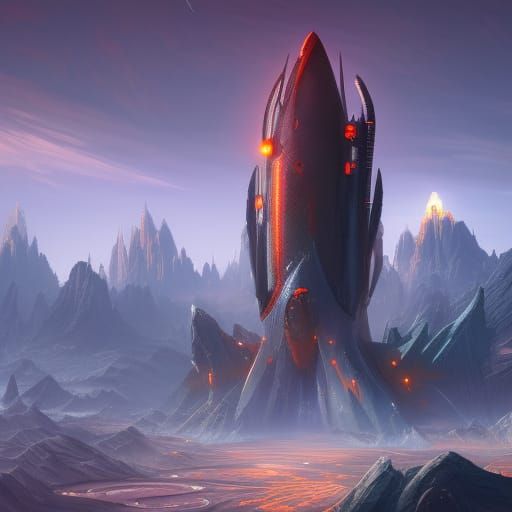 Detailed Rocket Ship Matte Painting in 8K