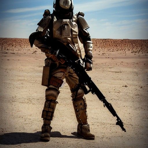 Futuristic Desert Peacekeeper in Forged Armor