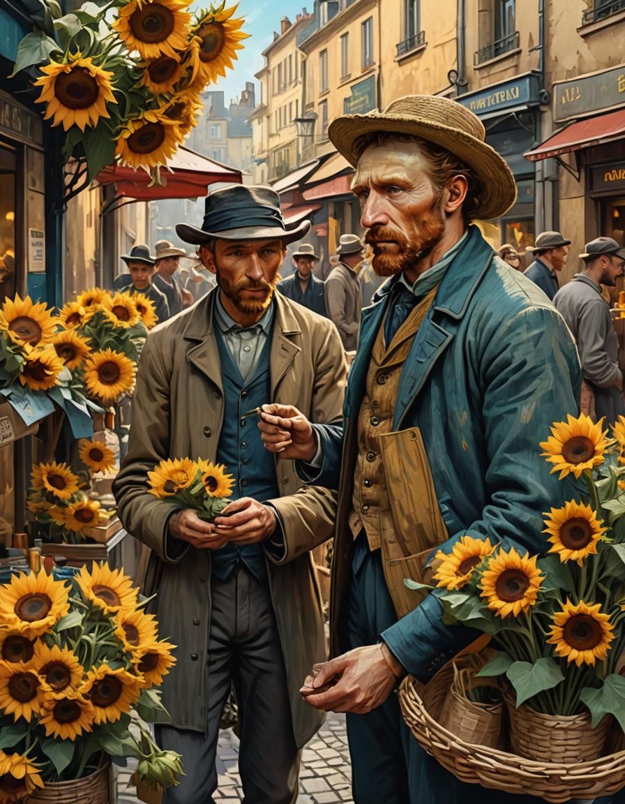 Van Gogh Buys Sunflowers: 19th Century Portrait