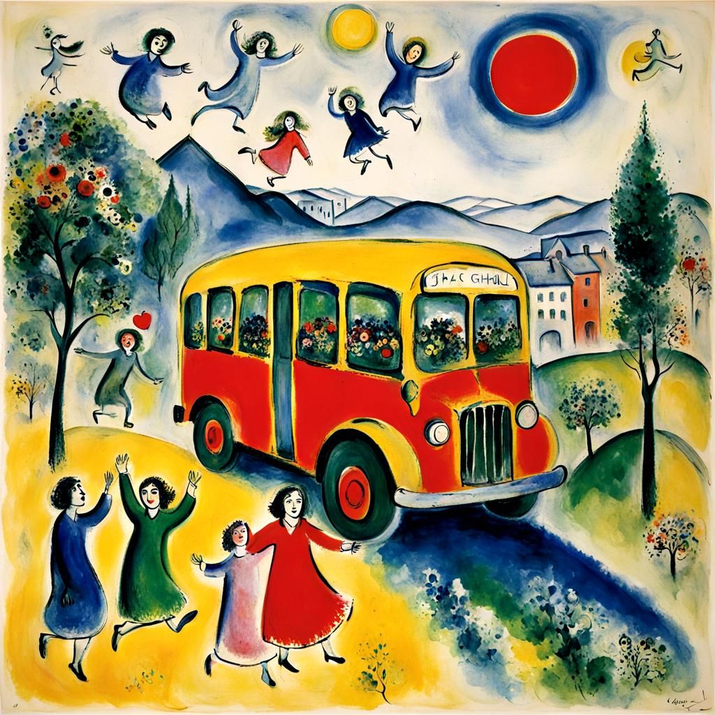 Joy Rides the Bus: A Whimsical Scene